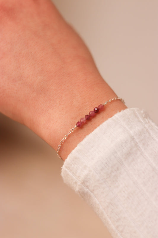 Pink tourmaline bar bracelet