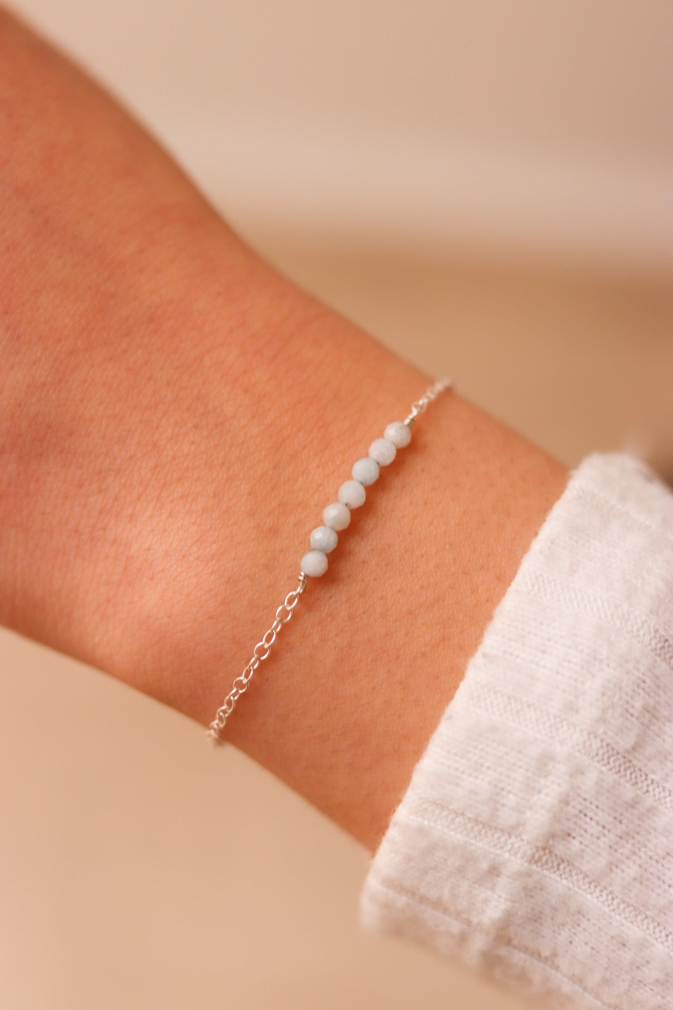 Aquamarine bar bracelet